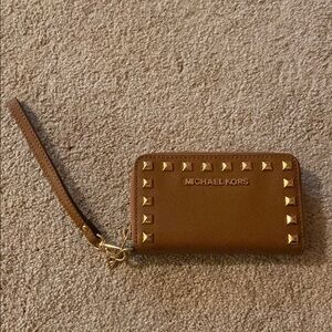 Michael Kors Tan Wristlet with Gold Accents